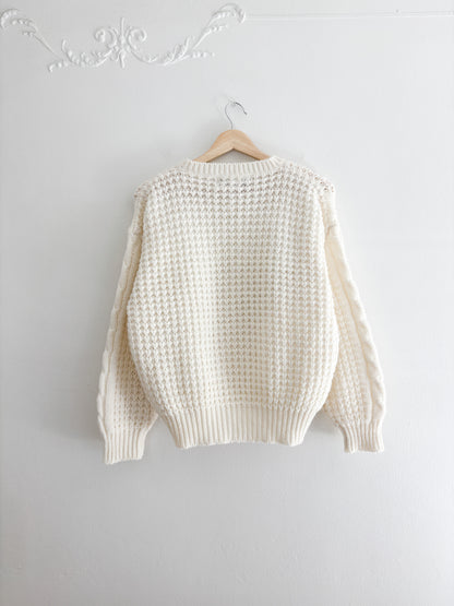 Vintage Cream Knit Sweater (S)