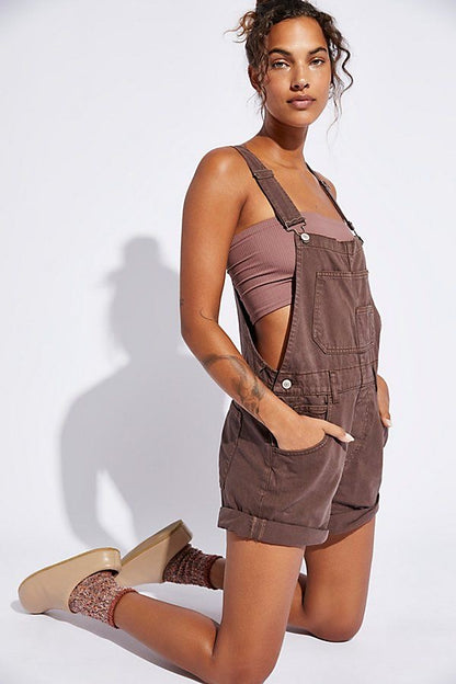 Free People Brown Ziggy Overalls