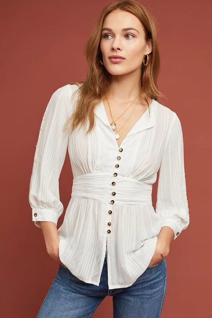 Anthropologie Maeve Isolode Waisted Blouse (S/M)