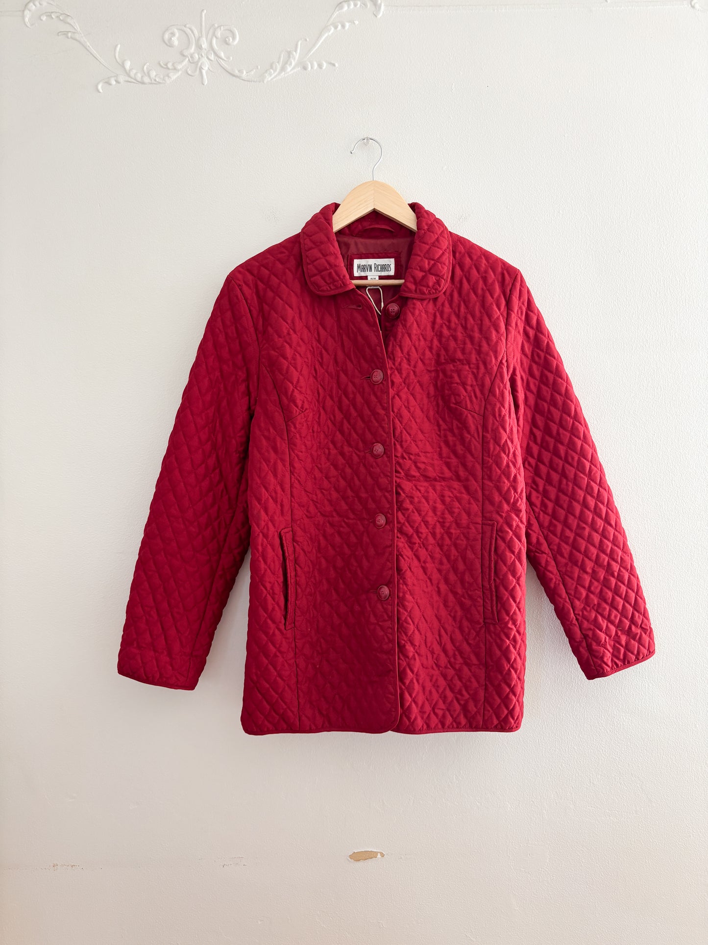 Vintage Red Quilted Puffer Jacket (M)