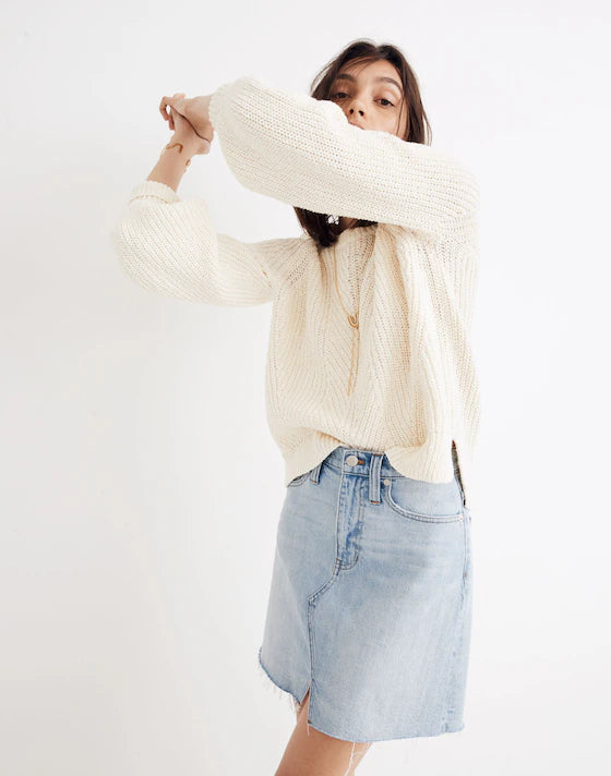 Madewell Cream Balloon Sleeve Sweater (L)
