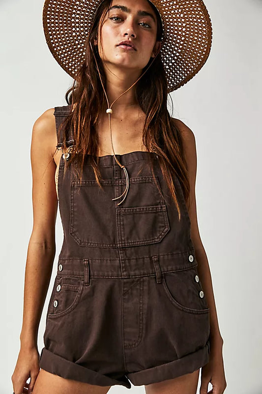 Free People Brown Ziggy Overalls