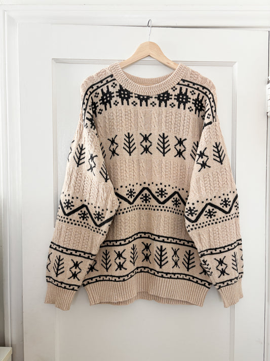 Vintage Patterned Sweater (L/XL)