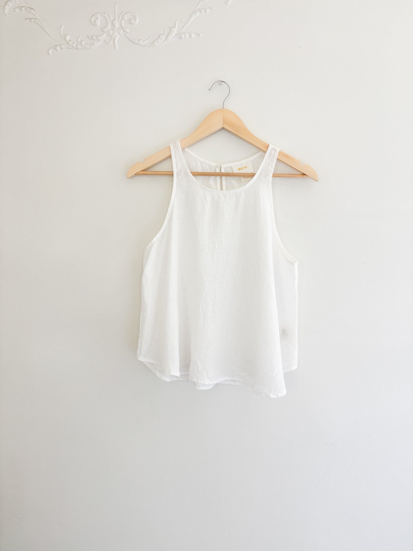 Maeve White Linen Tank Top (S)
