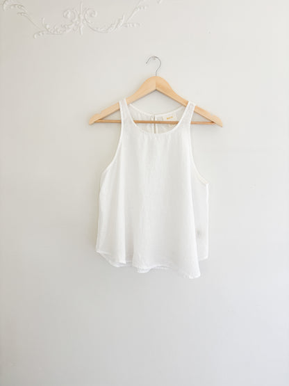 Maeve White Linen Tank Top (S)