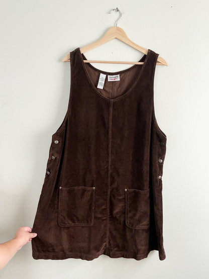 Vintage Brown Velvet Overall Dress