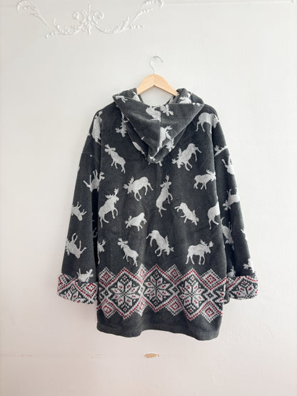 Vintage Moose Fleece Hoodie (XL)