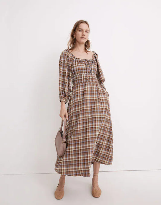 Madewell Brown Plaid Dress (L)