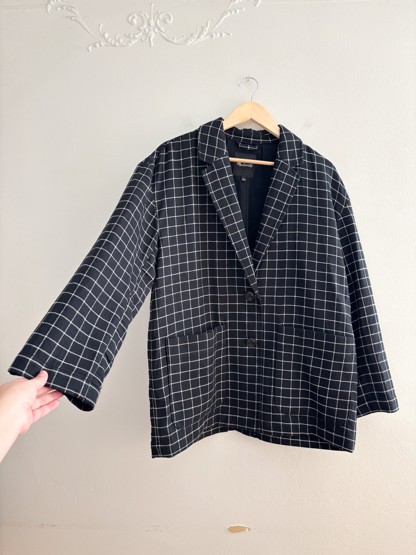 Madewell Black Windowpane Blazer (L)