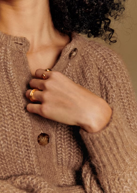 NWOT Sezane Emile Cardigan - Mottled Camel (XL)
