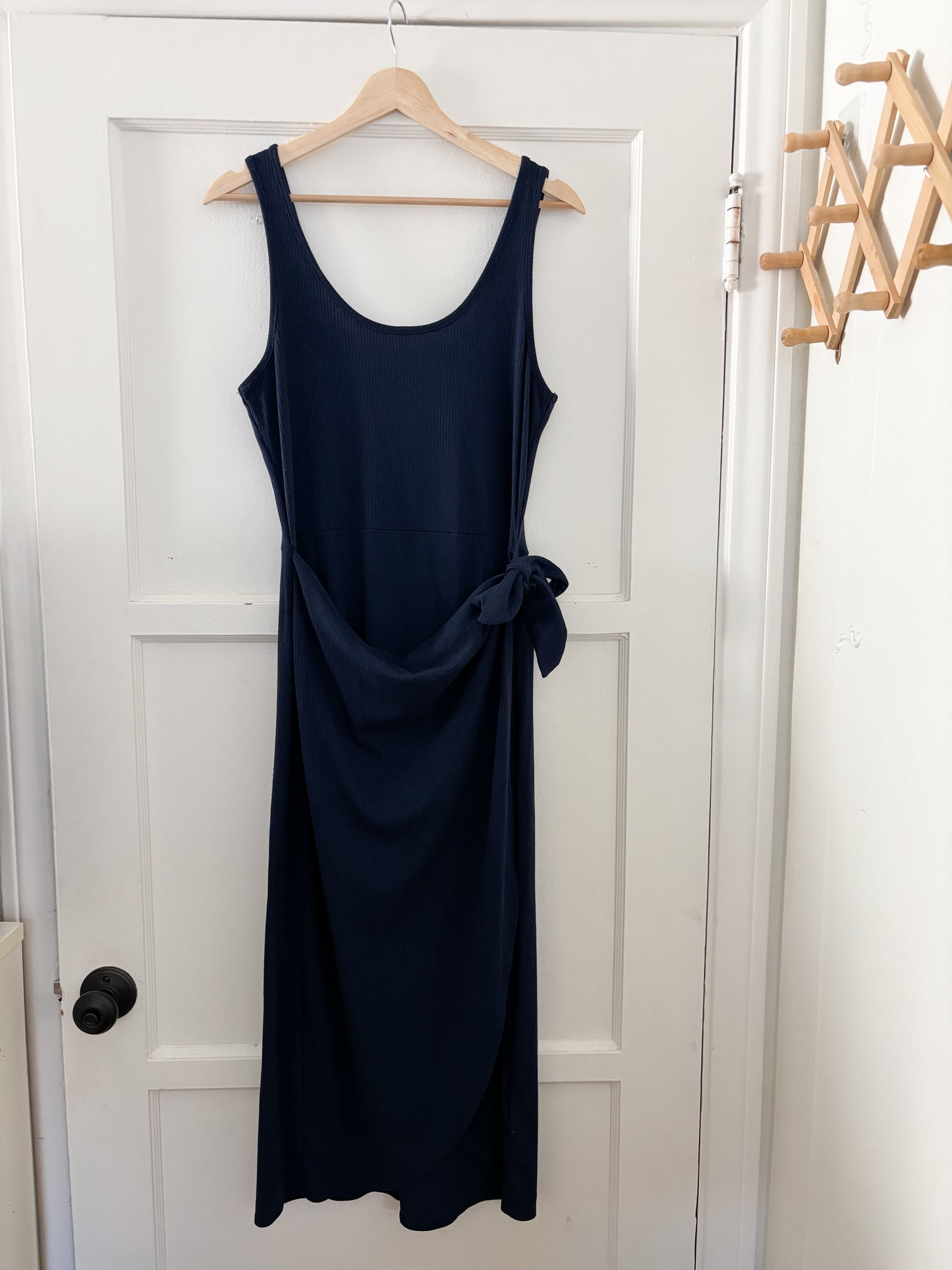 Socialite Ribbed Navy Wrap Dress
