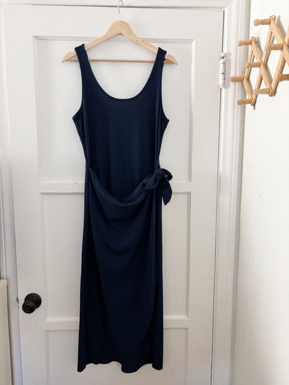 Socialite Ribbed Navy Wrap Dress