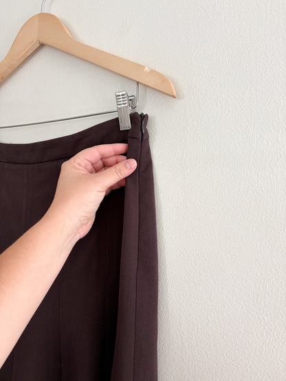 Vintage Brown Pleated Midi Skirt (28”)