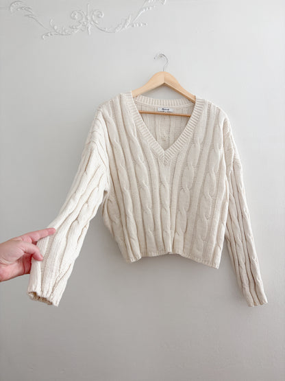 Madewell V Neck Cable Knit Sweater (XL)