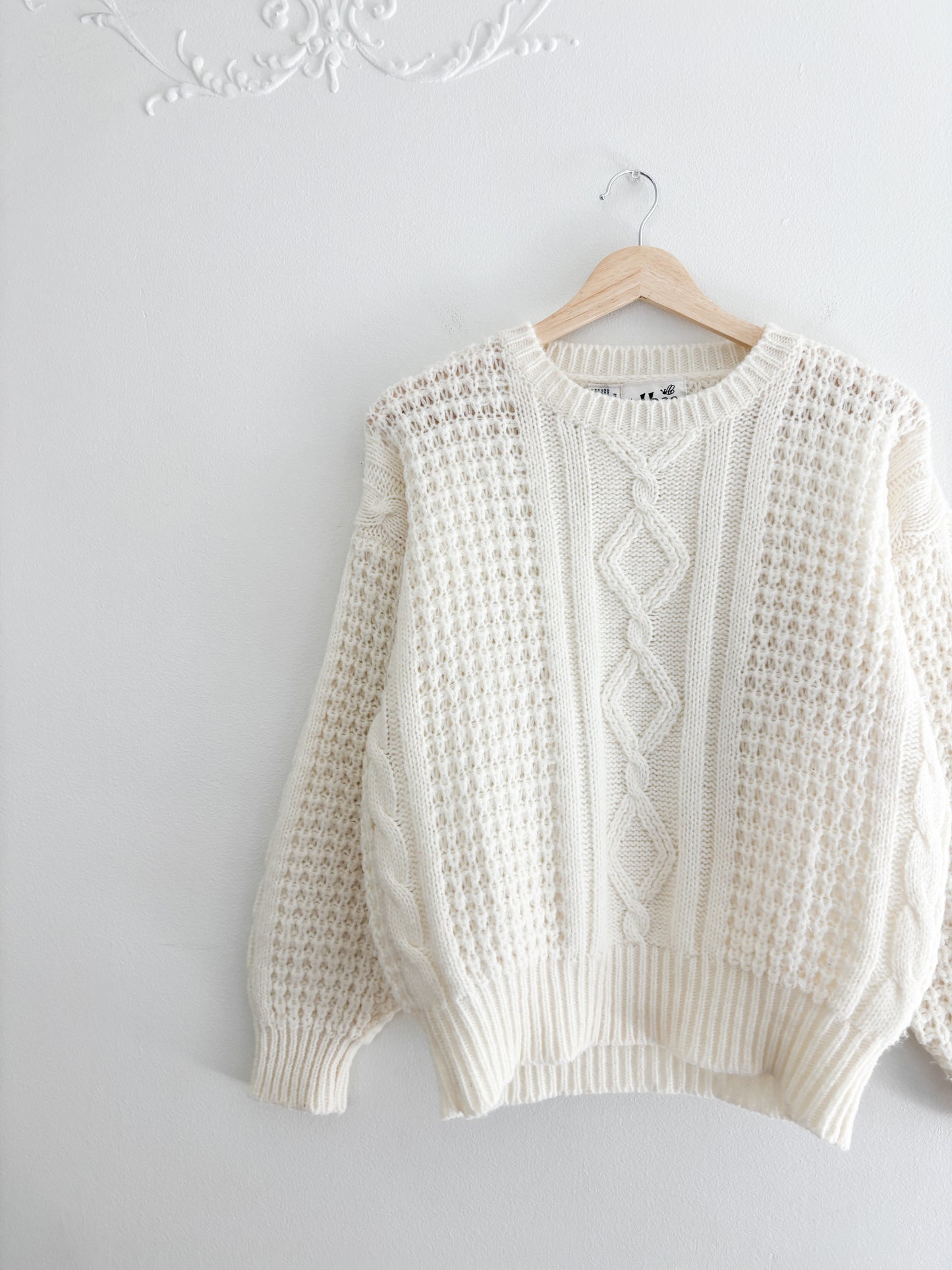 Vintage Cream Knit Sweater (S)