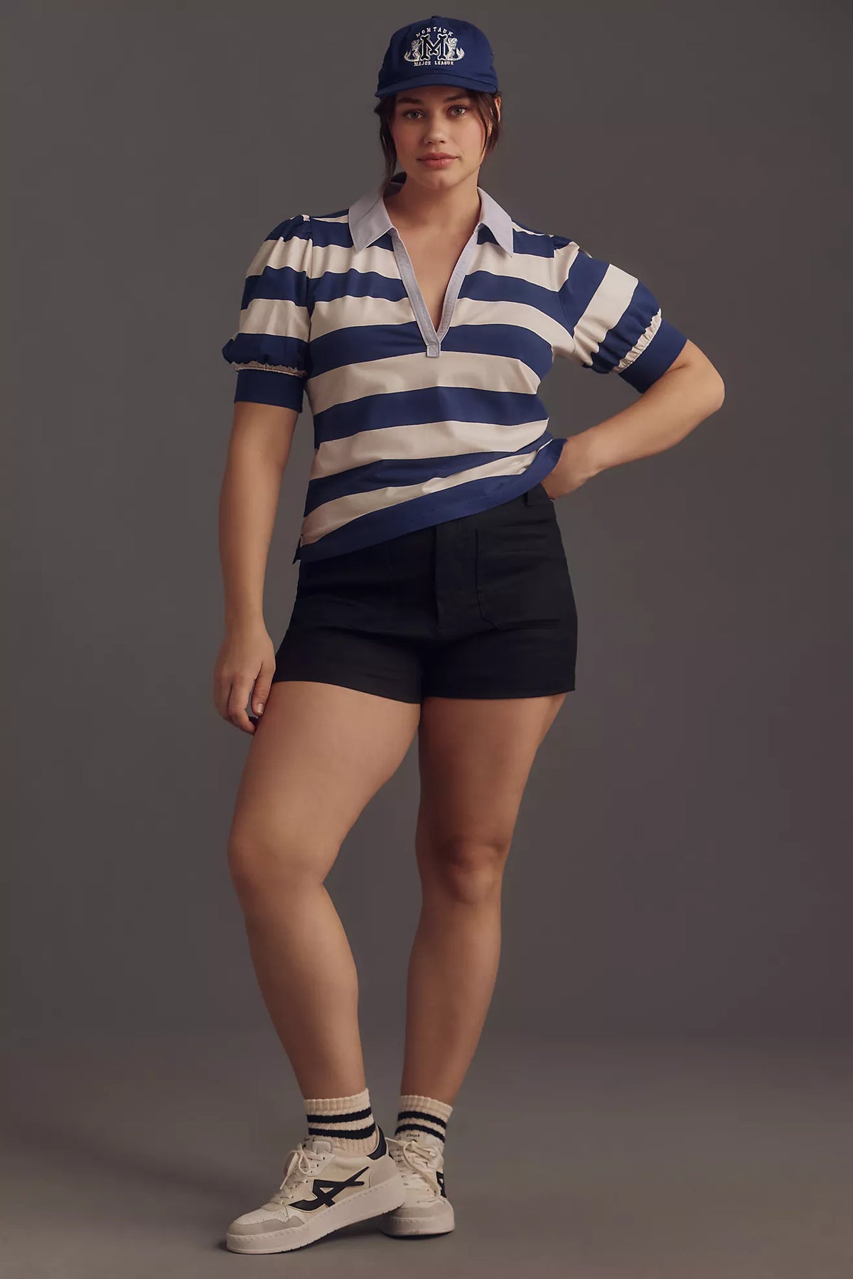 Maeve Striped Collared Top (L)