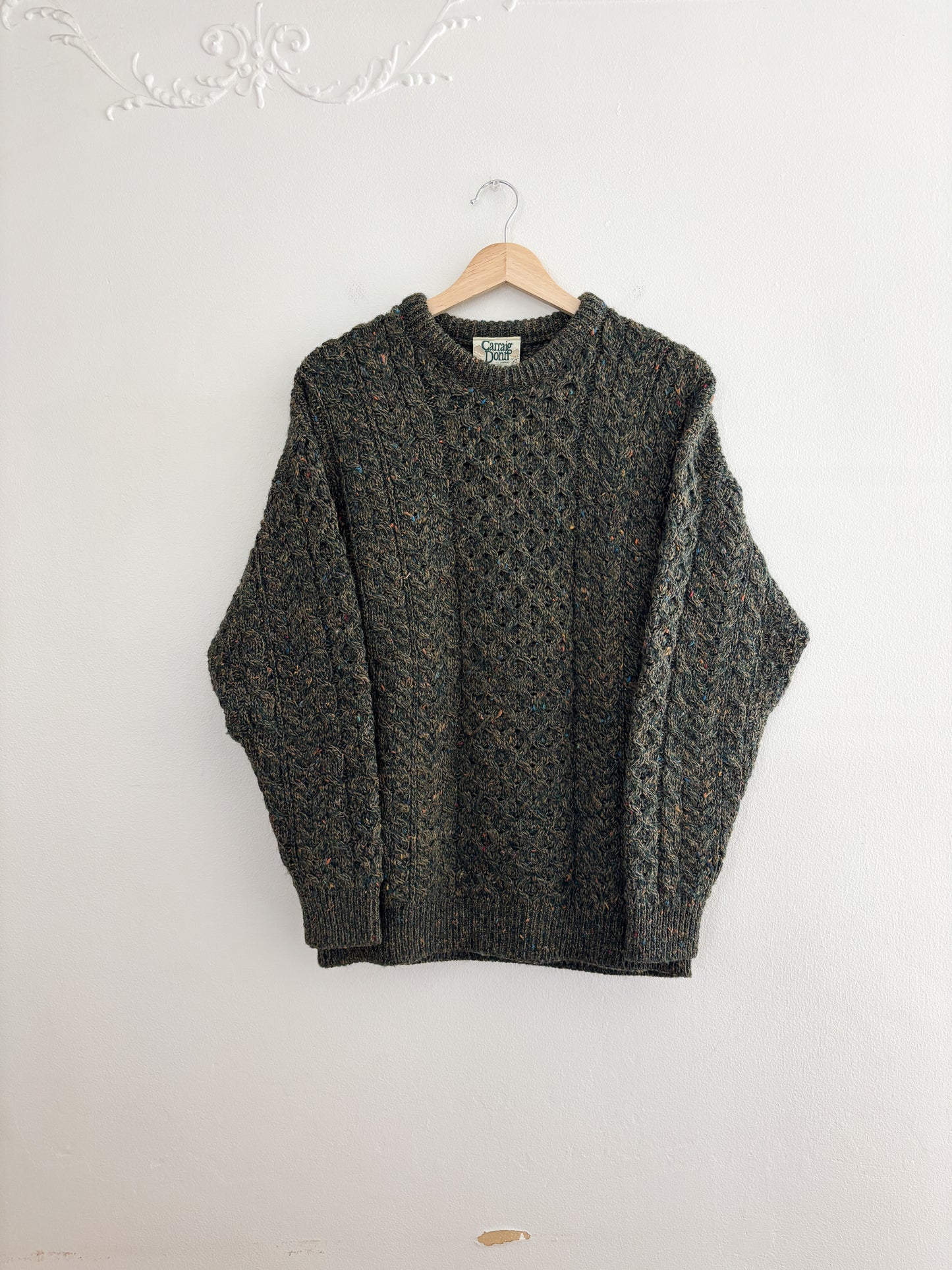 Vintage Green Speckled Fisherman Sweater (S)
