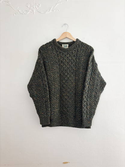 Vintage Green Speckled Fisherman Sweater (S)