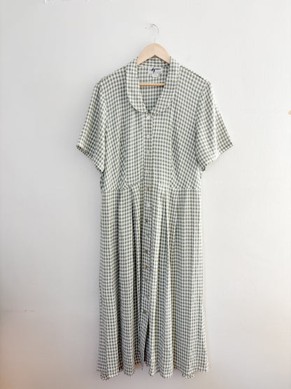 Vintage Sage Gingham Dress (14W)