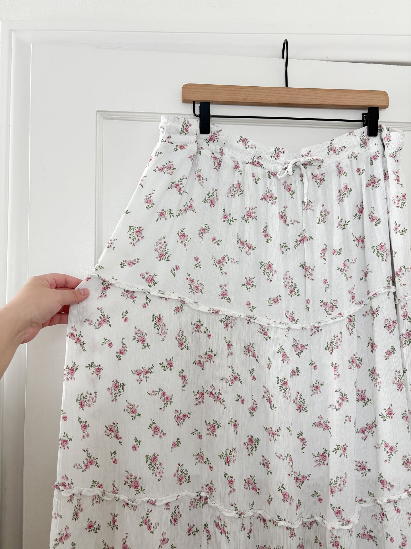 Pink Floral Tiered Skirt