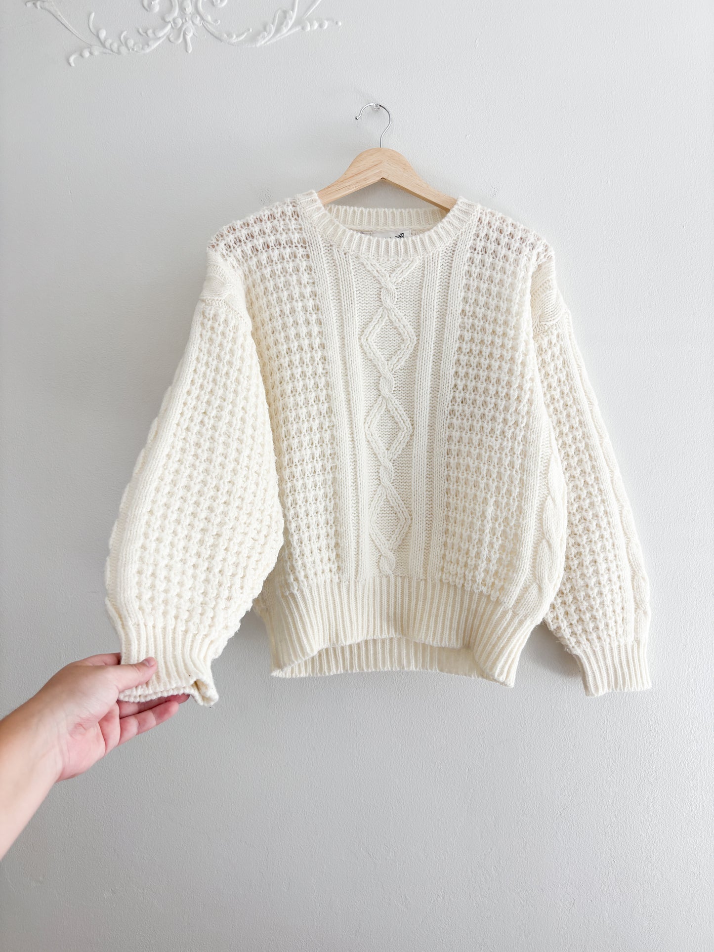 Vintage Cream Knit Sweater (S)