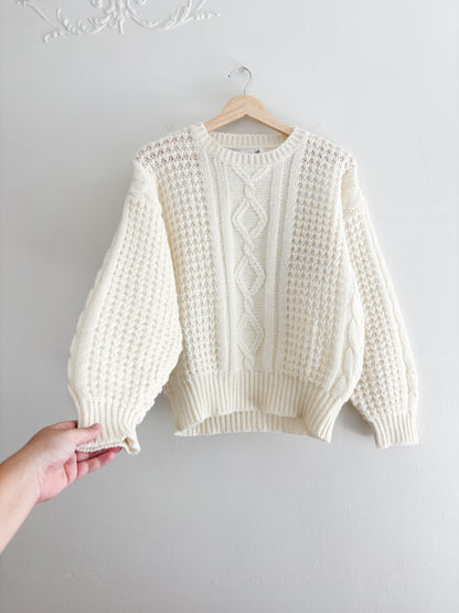 Vintage Cream Knit Sweater (S)