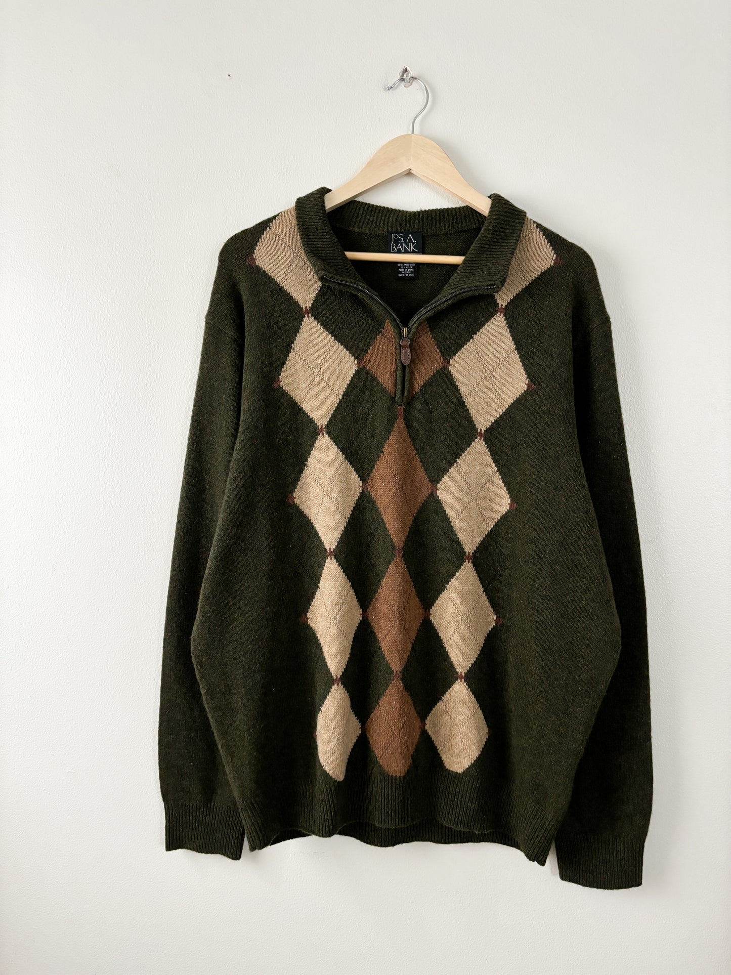 Vintage Argyle Patterned Quarter Zip