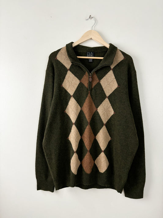 Vintage Argyle Patterned Quarter Zip