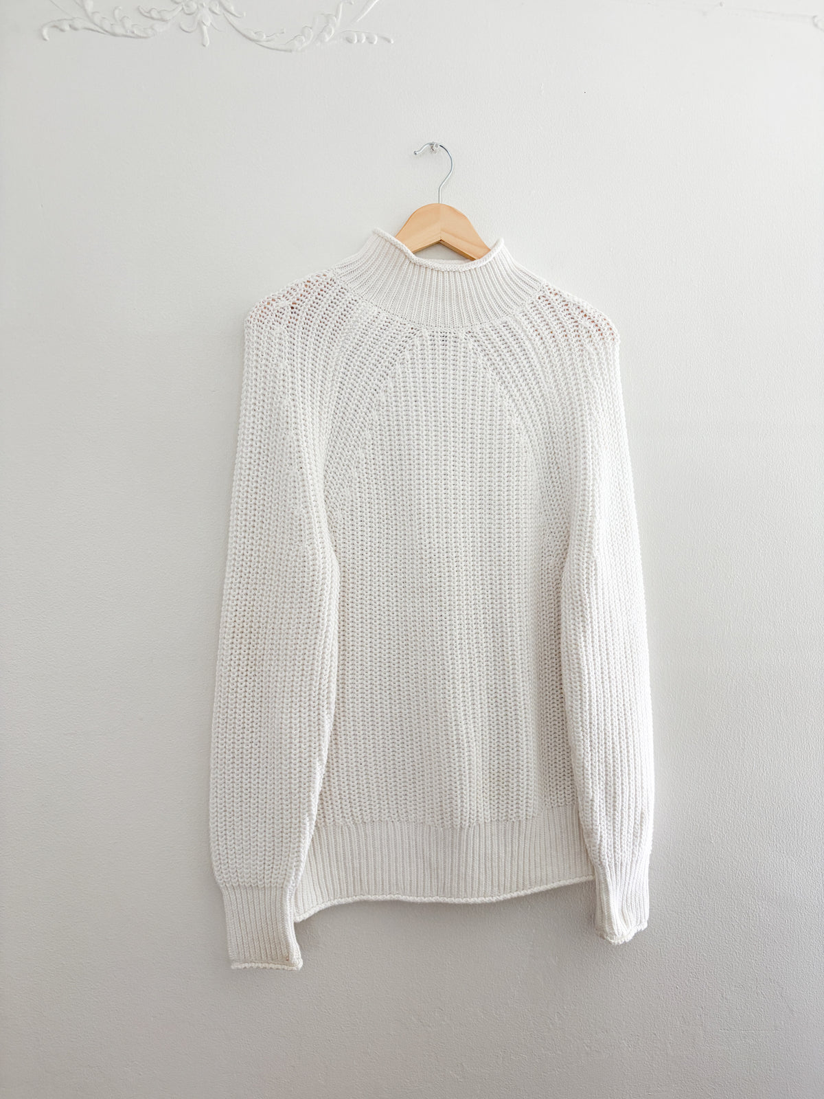 J Crew White Relaxed Rollneck Sweater (S)