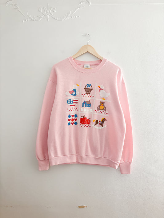 Vintage Cottage Core Pink Crewneck (XL)