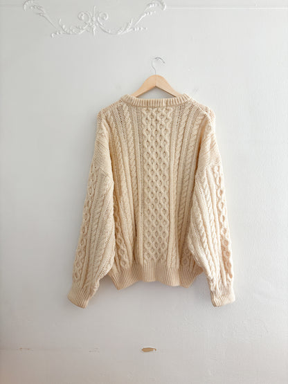 Vintage Cableknit Wool Sweater (XL)