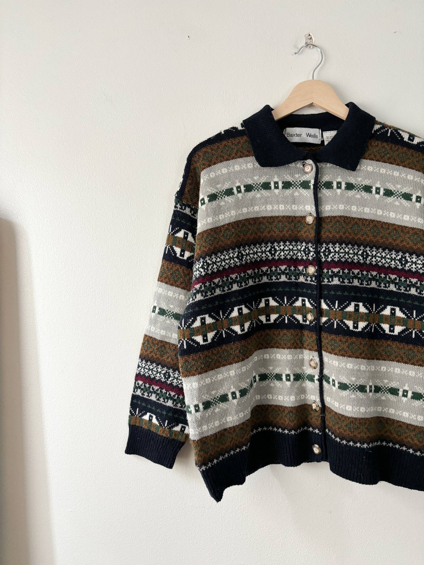 Vintage collared fair isle cardigan