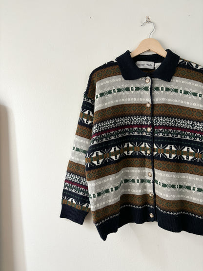 Vintage collared fair isle cardigan