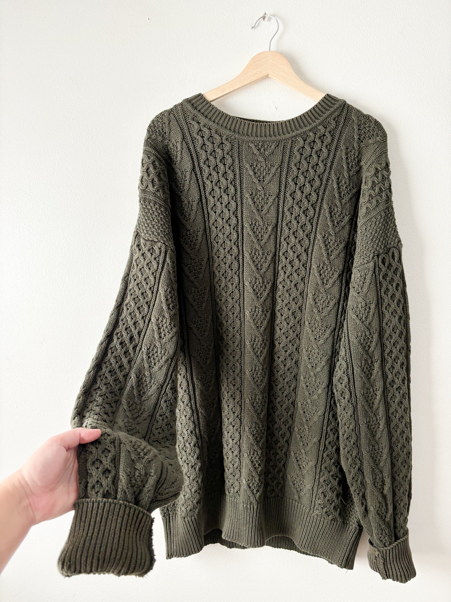 Vintage Olive Cableknit Sweater