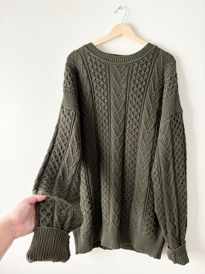 Vintage Olive Cableknit Sweater