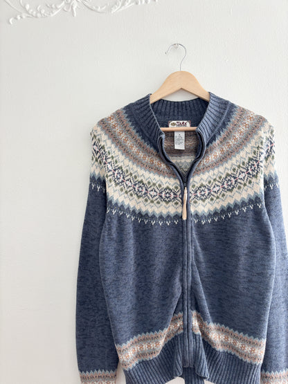 Vintage Fair Isle Zip Up sweater (M)