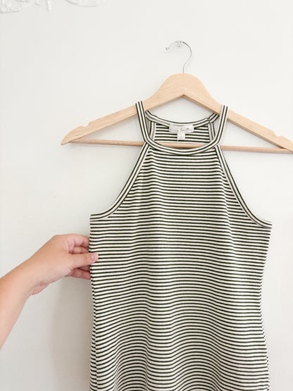 Green Striped Ribbed Tank (S)