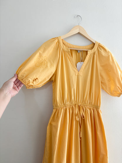 Moon River Yellow Puff Sleeve Dress (S)