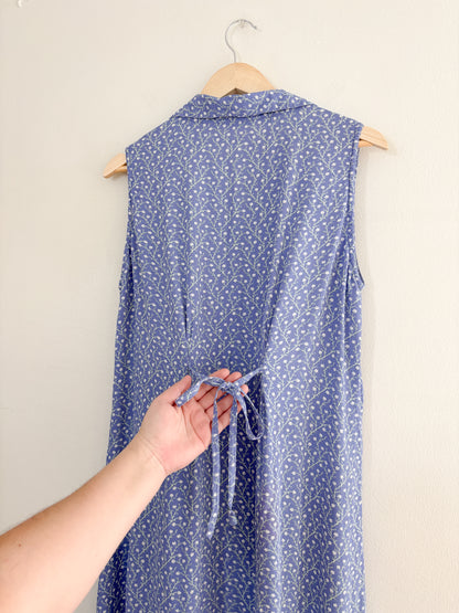 Vintage Blue Floral Maxi Dress (L)
