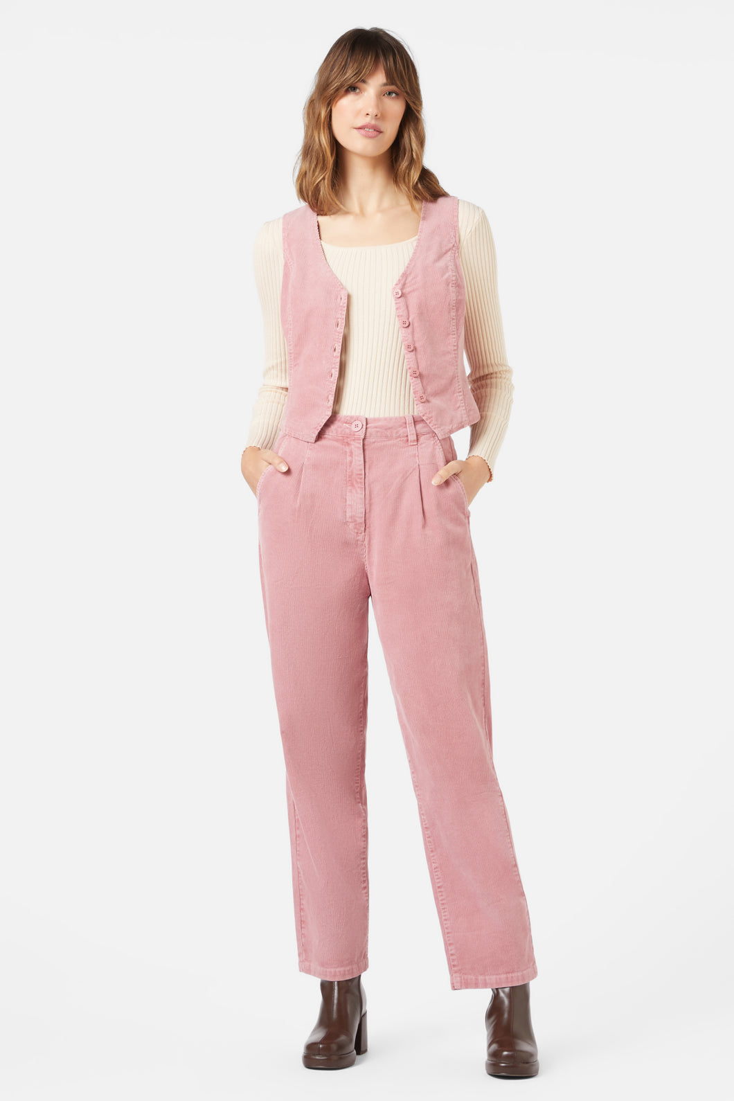 Princess Highway Pink Corduroy Vest (M/L)