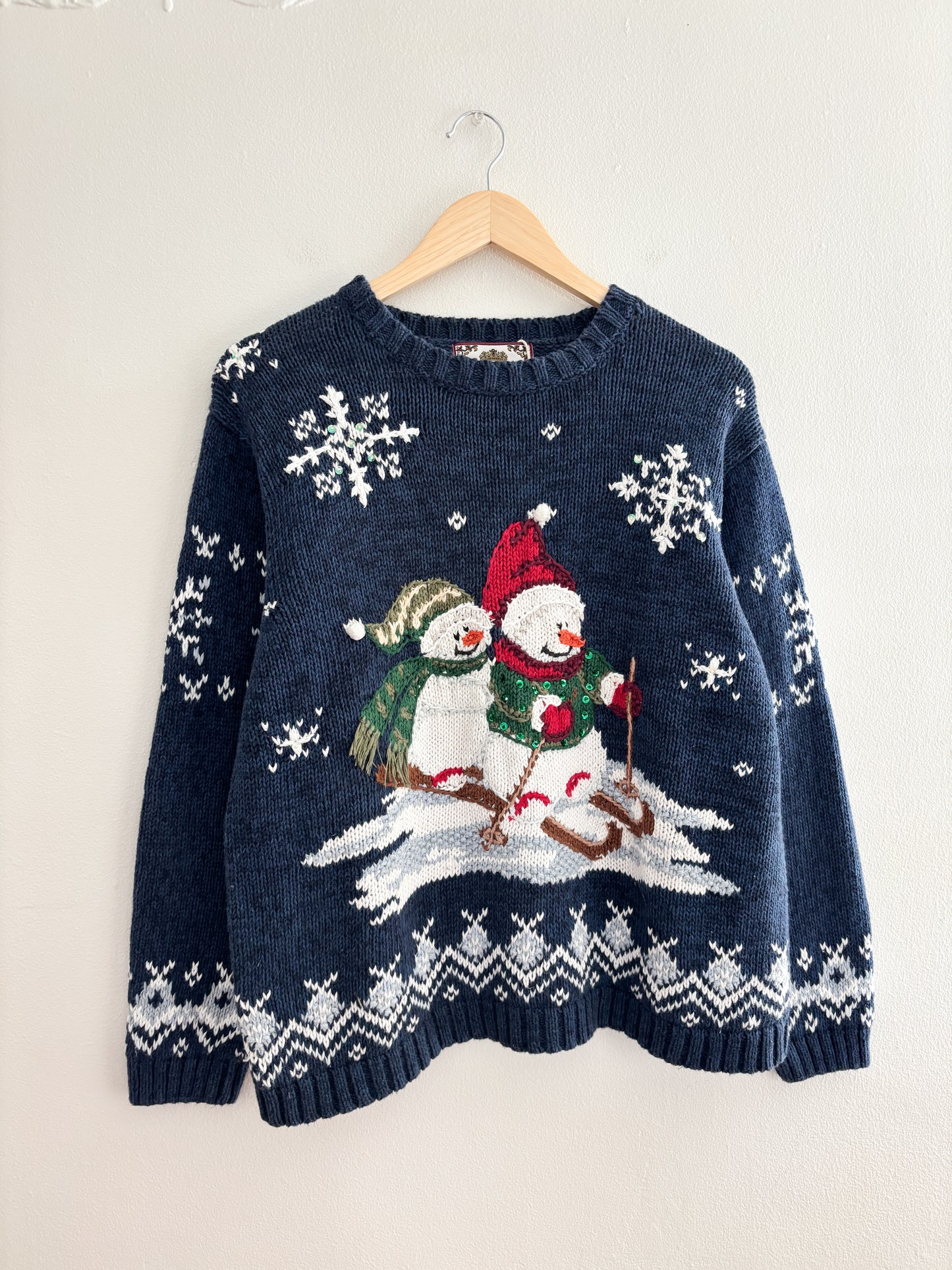 Vintage Snowman Knit Sweater (L)
