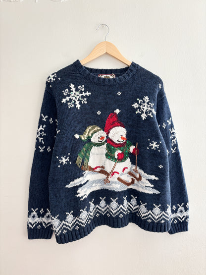 Vintage Snowman Knit Sweater (L)