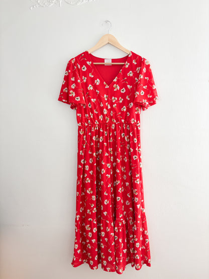 Siren Lily Red Floral Maxi Dress (L)