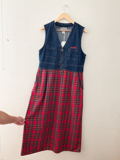 Vintage Plaid Patterned Dress (M)