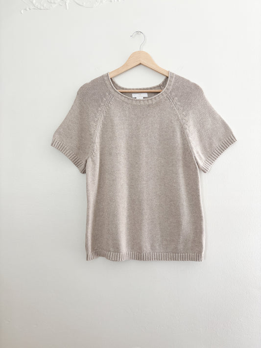Halston Taupe knit top (L)