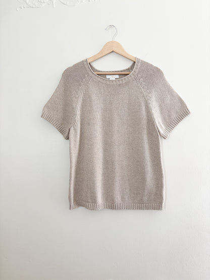 Halston Taupe knit top (L)