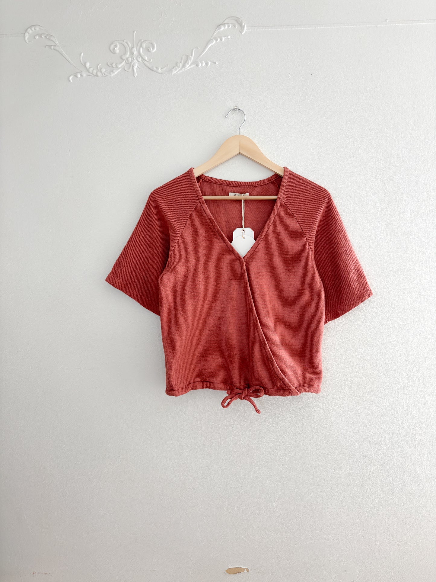 Madewell Drapey Ottoman Jacquard Wrap Top (S)
