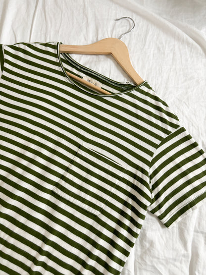 Madewell green striped tee (XS)