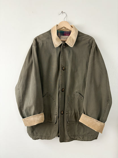 Vintage Army Green Flannel Lined Chore Coat