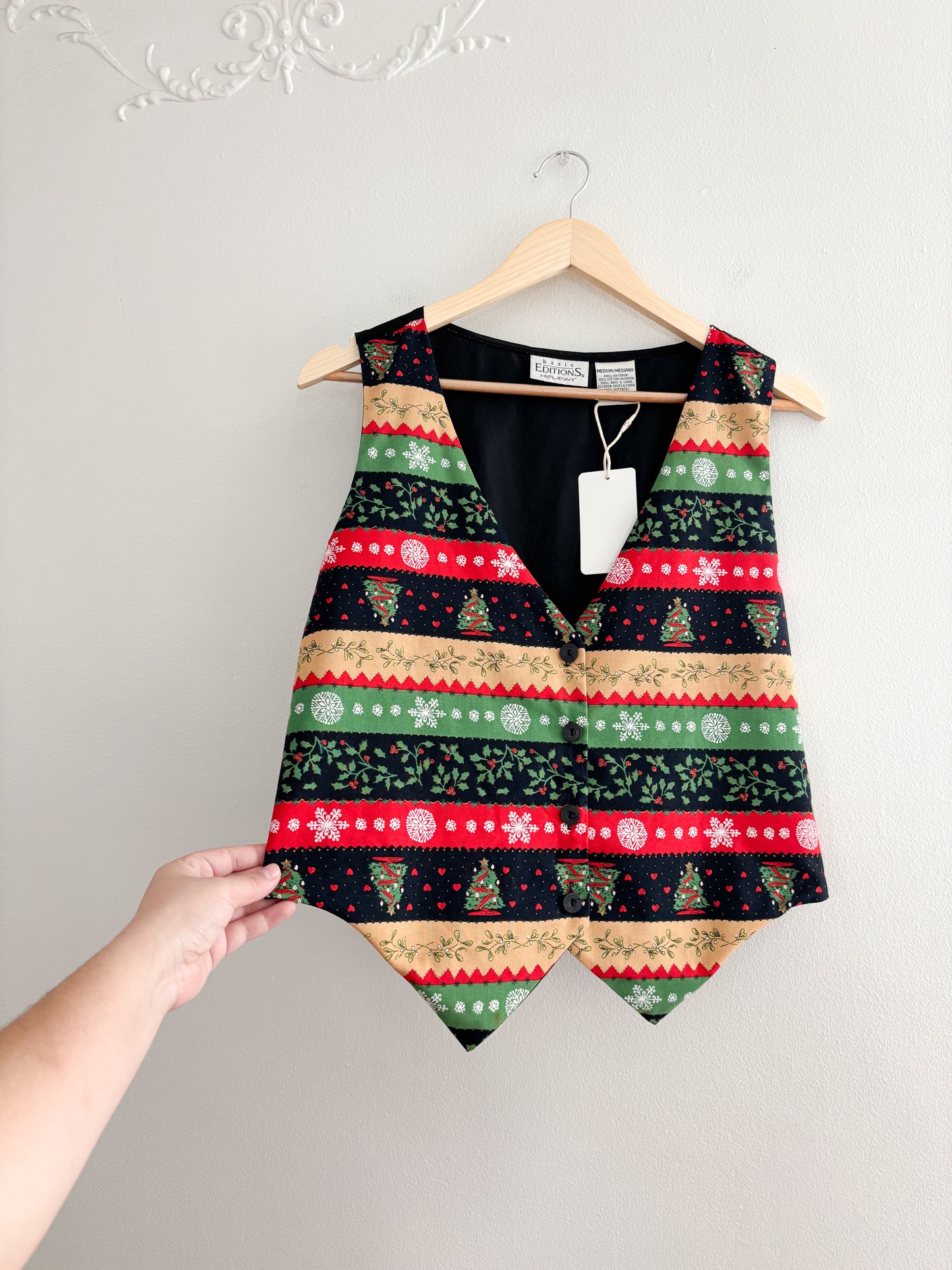 Vintage Christmas Striped Vest (M)
